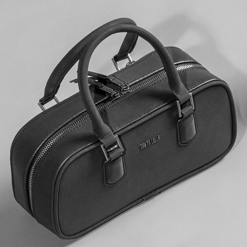 Bolsa Média Nobuck Estruturada Marrom Brick Duas Alças - vista 3 de 5