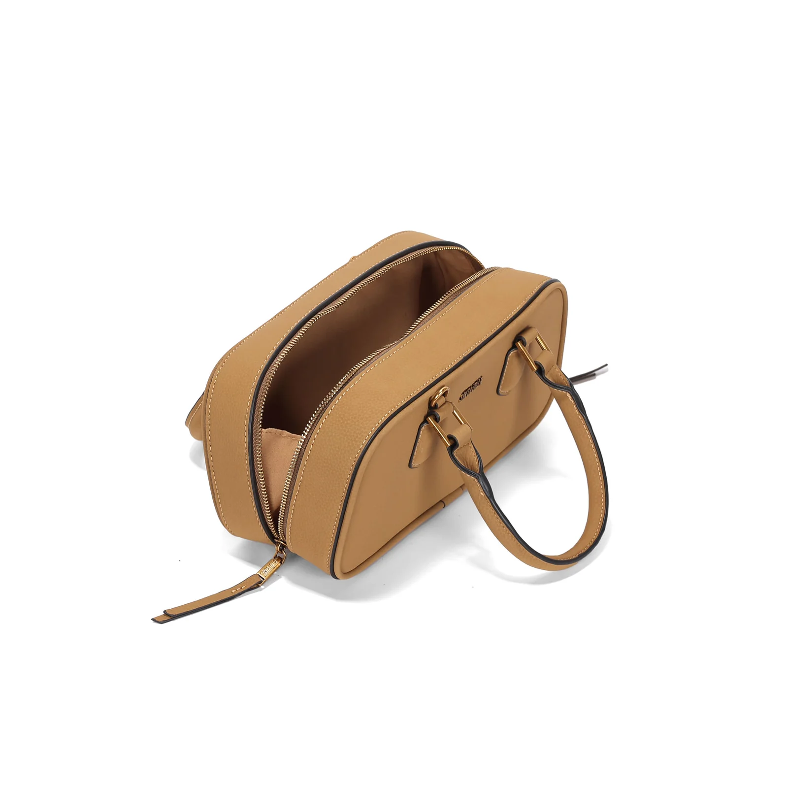 Bolsa Média Nobuck Estruturada Marrom Brick Duas Alças - vista 5 de 5