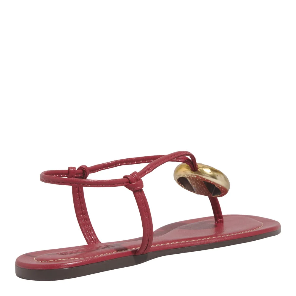 Rasteira Napa Soft Vermelho Malbec - vista 3 de 5