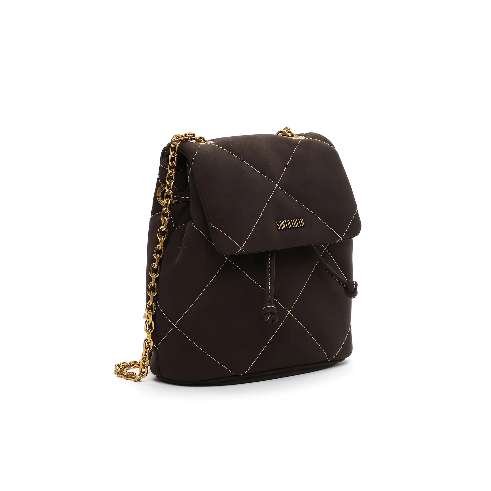 Mochila Mini Nobuck Acolchoada Marrom Cocoa - vista 2 de 6
