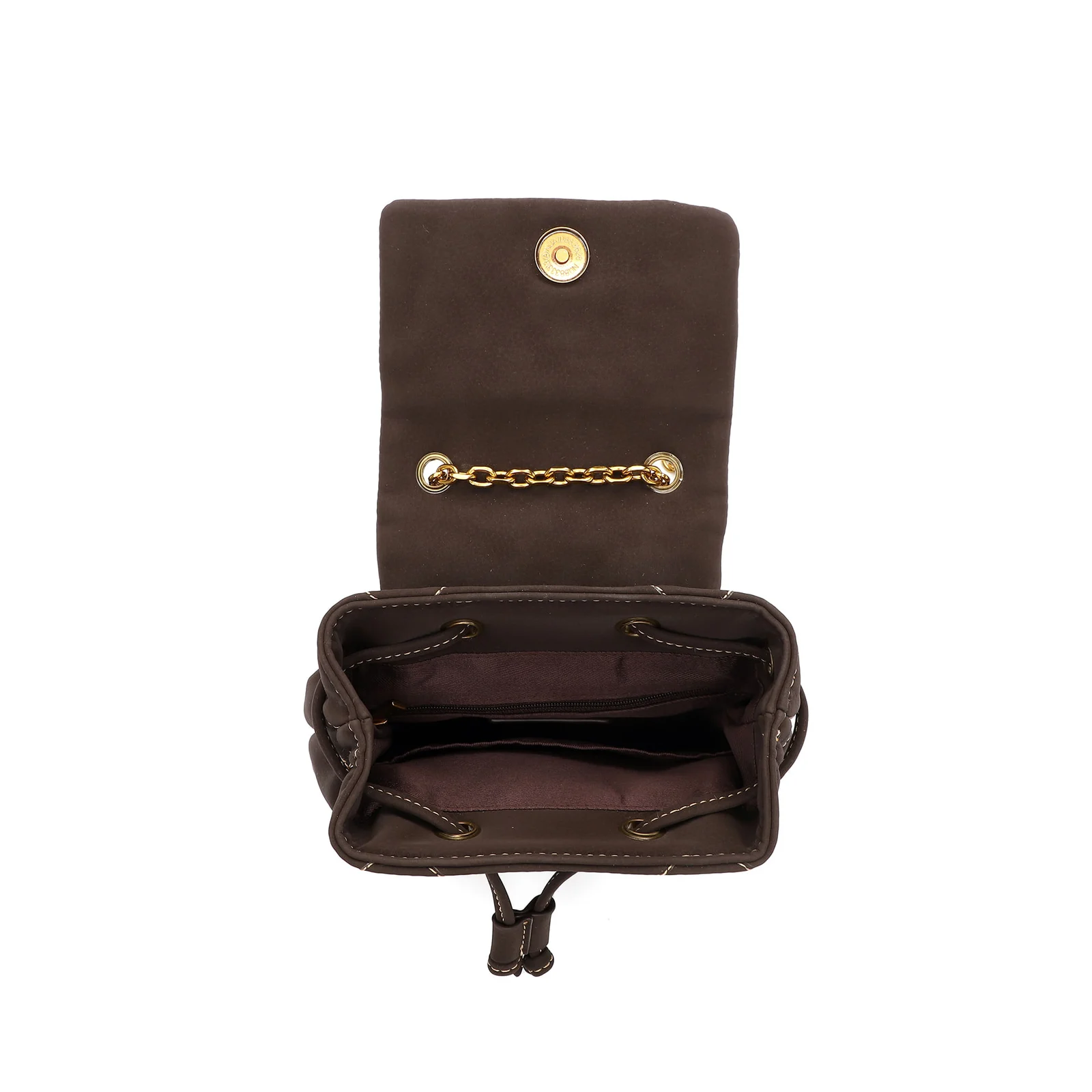 Mochila Mini Nobuck Acolchoada Marrom Cocoa - vista 5 de 6