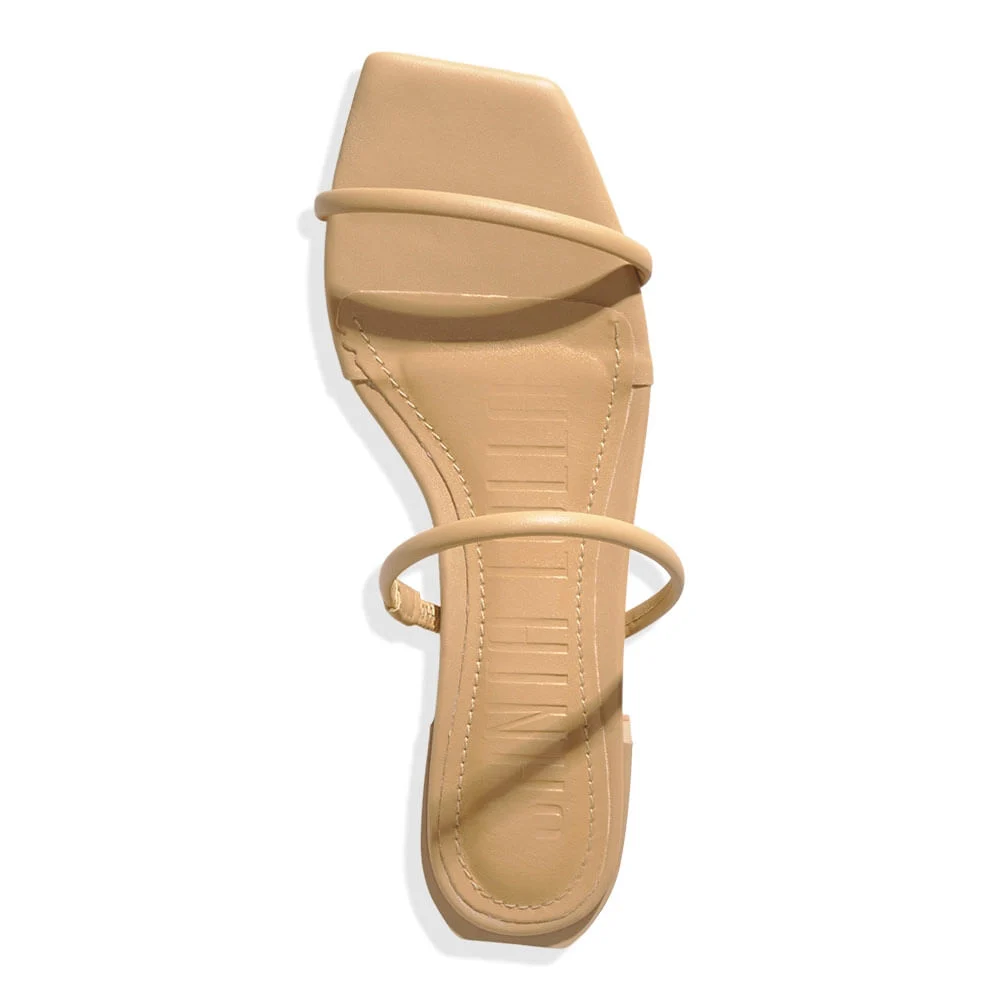Rasteira Napa Soft Bico Quadrado Bege - vista 4 de 5