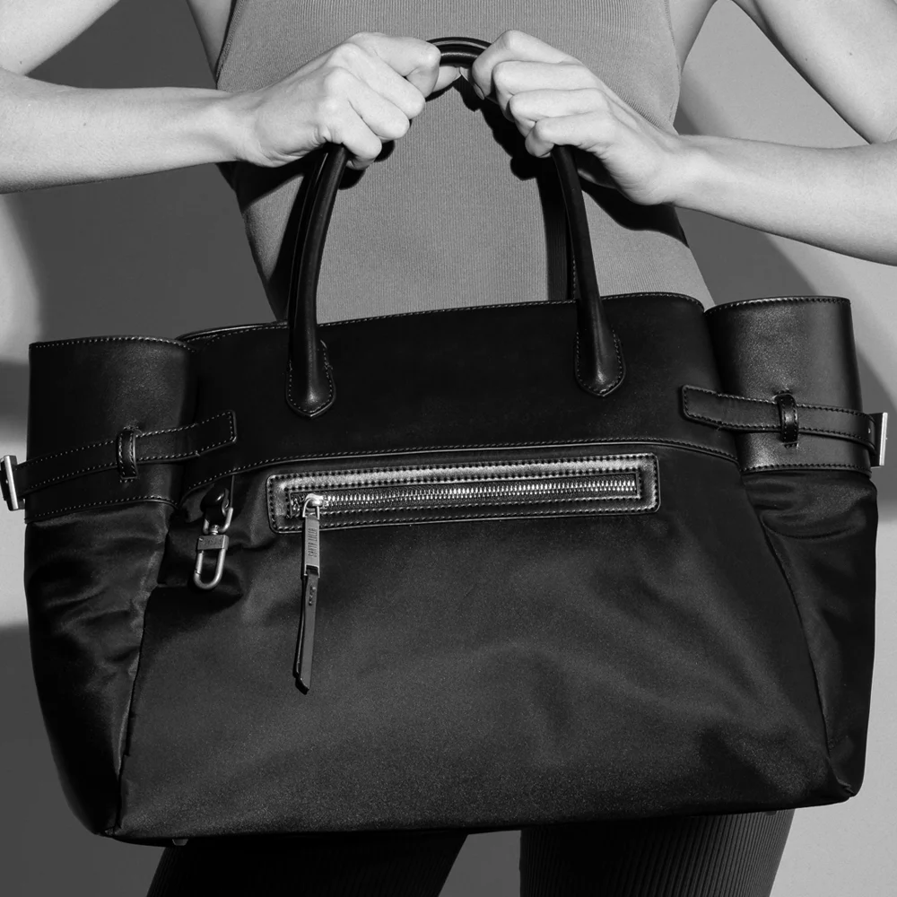 Bolsa Tote Grande Nylon Marrom Dark Alça Dupla - vista 2 de 8