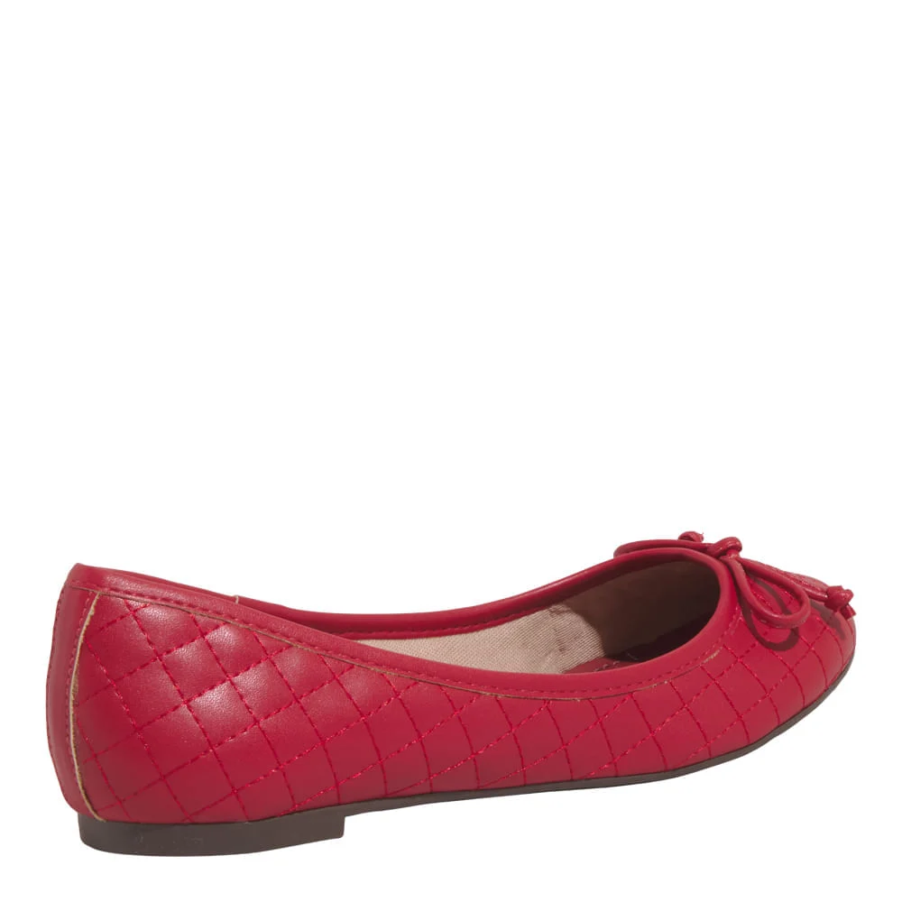 Sapatilha Laço Matelassê Napa Soft Bico Redondo Vermelho Malbec - vista 3 de 6