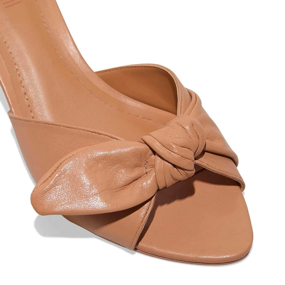 Mule Laço Couro Nobre Soft Marrom Doce de Leite Salto Baixo Fino - vista 4 de 4