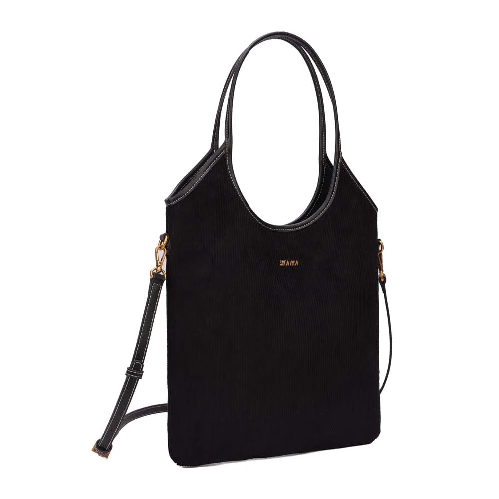 Bolsa Shopper Grande Veludo Cotelê Preto - vista 2 de 7