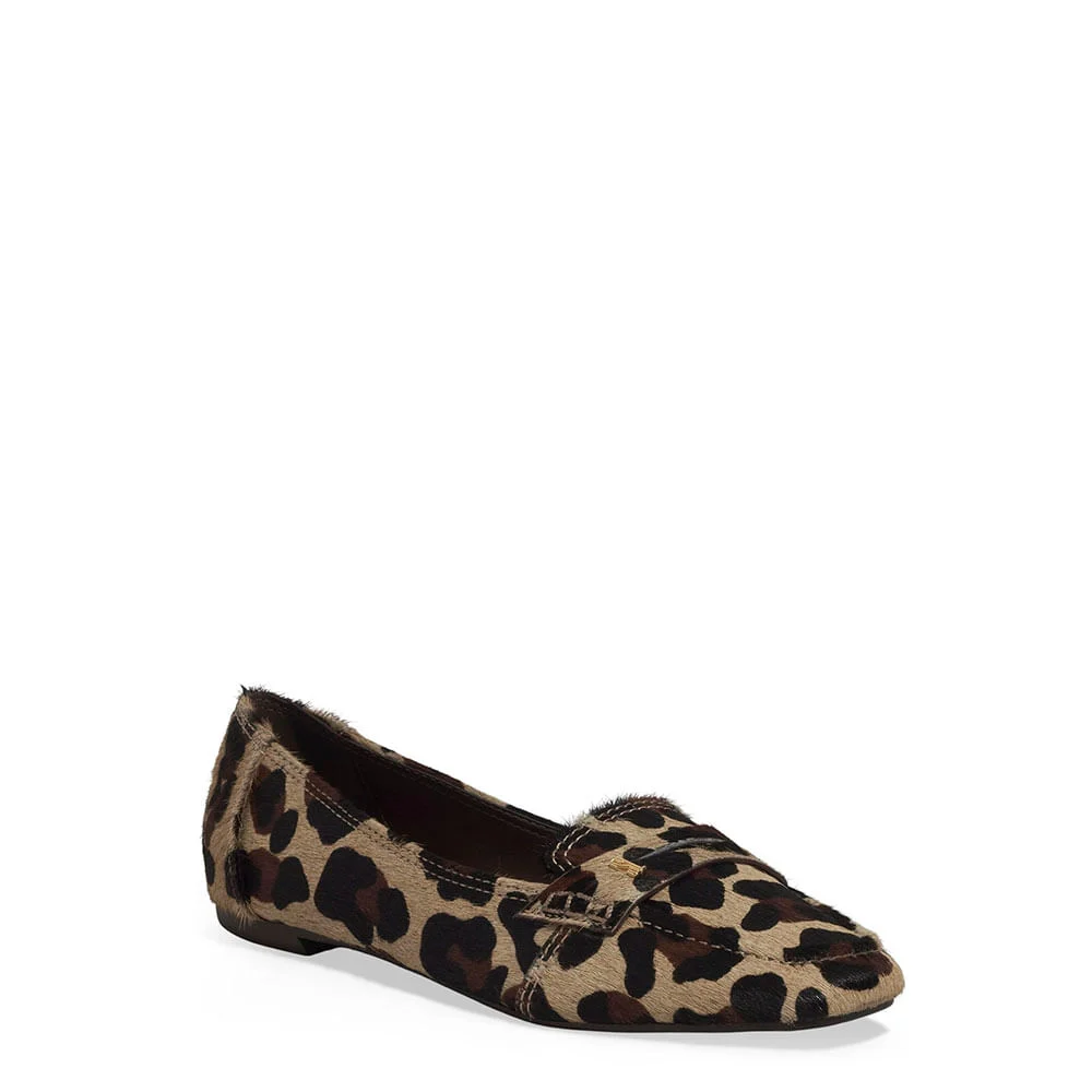 Mocassim Couro Estampa Pelo Onça Animal Print - vista 2 de 5