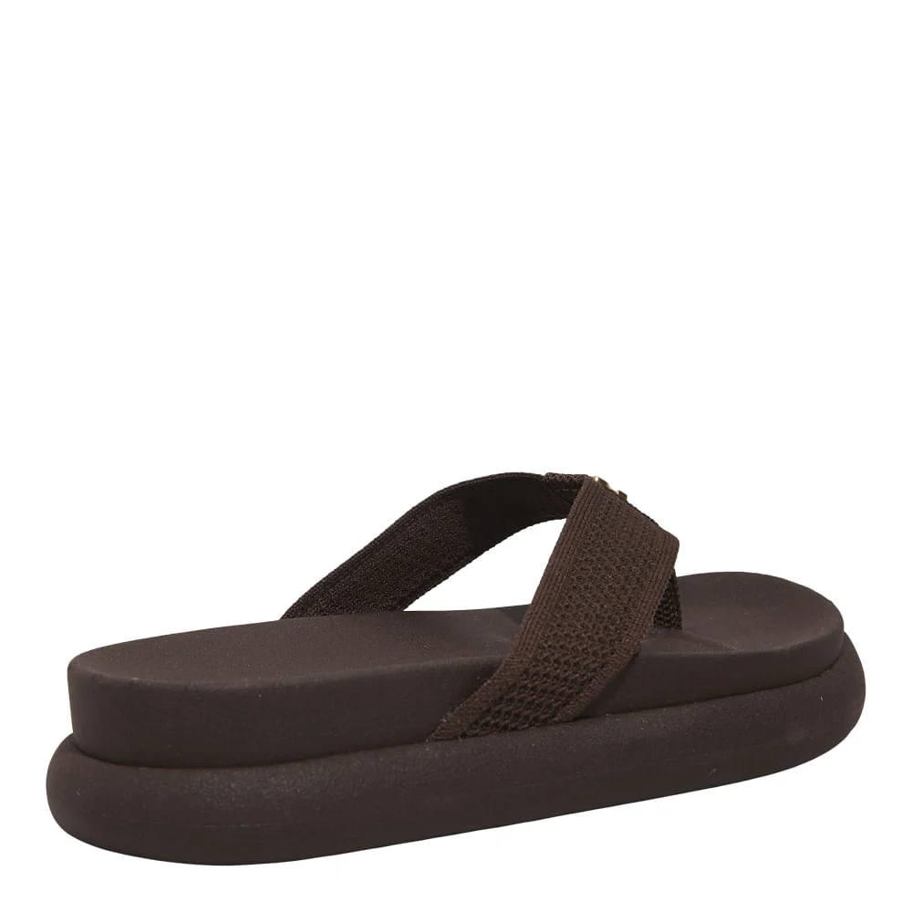 Chinelo Flip Flop Plataforma Borracha Marrom Cocoa - vista 3 de 5