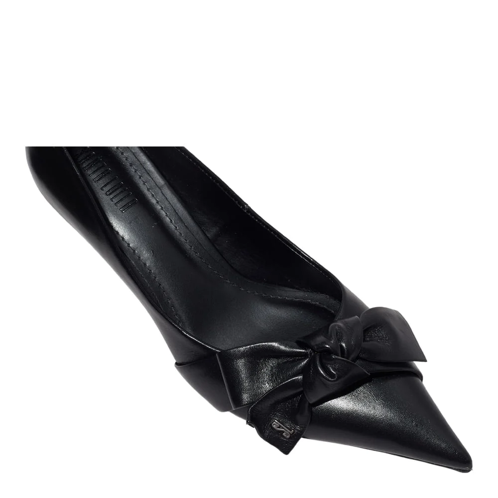 Scarpin Couro Confort Preto Bico Fino - vista 4 de 5