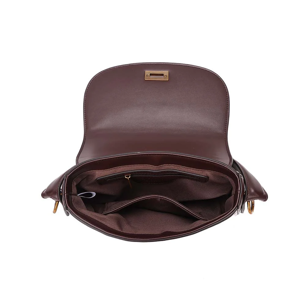 Bolsa Pequena Soft Liso Marrom Dark Transversal - vista 9 de 9