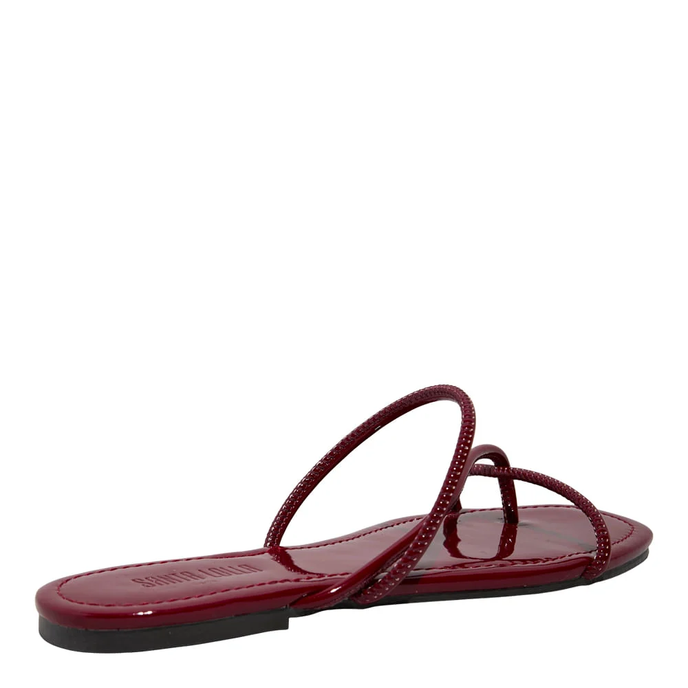 Rasteira Verniz Anzeli Vermelho Malbec - vista 3 de 5