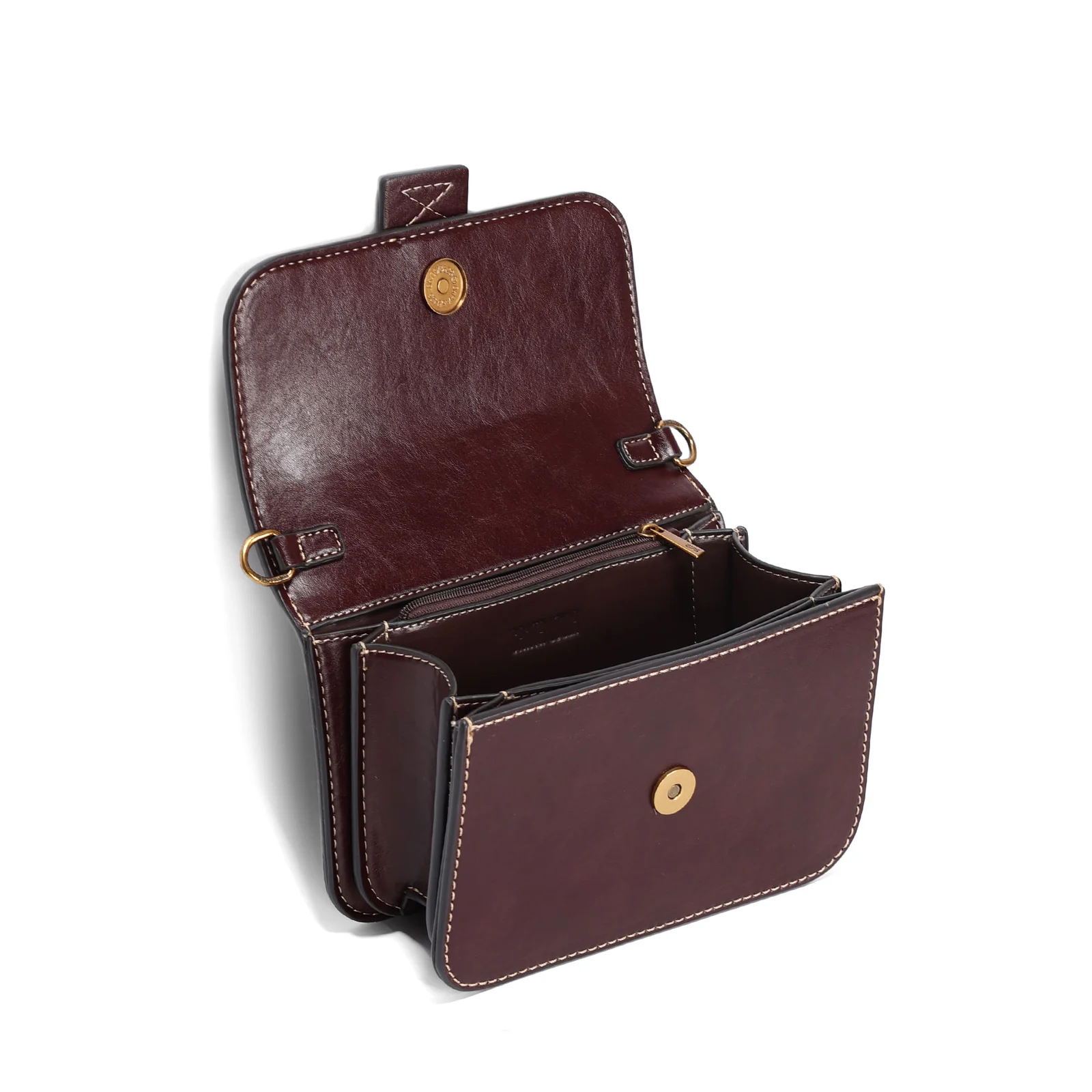Bolsa Baguete Pequena Rústico Roxo Berry Pespontos - vista 3 de 3