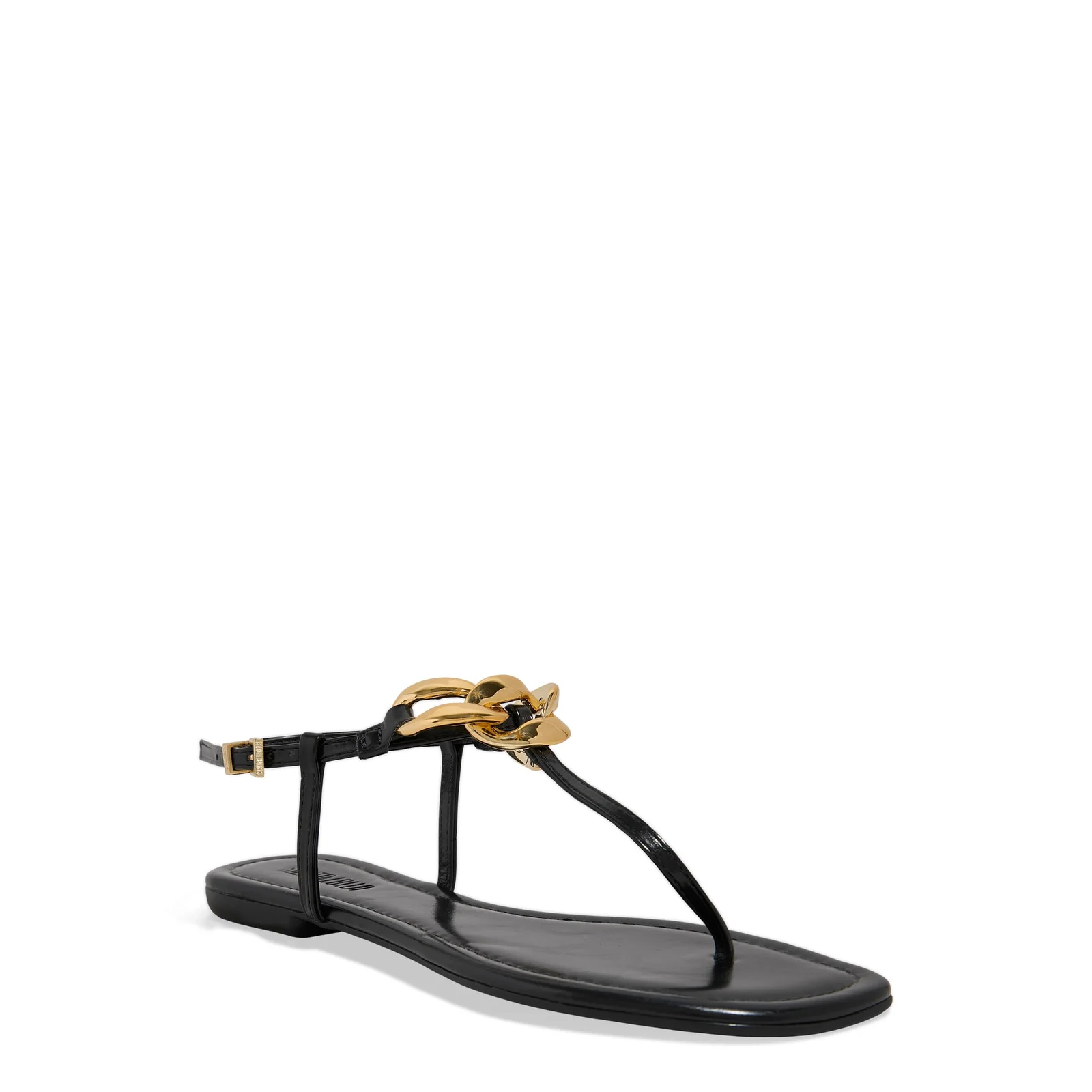 Rasteira Napa Pu Preto Corrente Metal - vista 2 de 6
