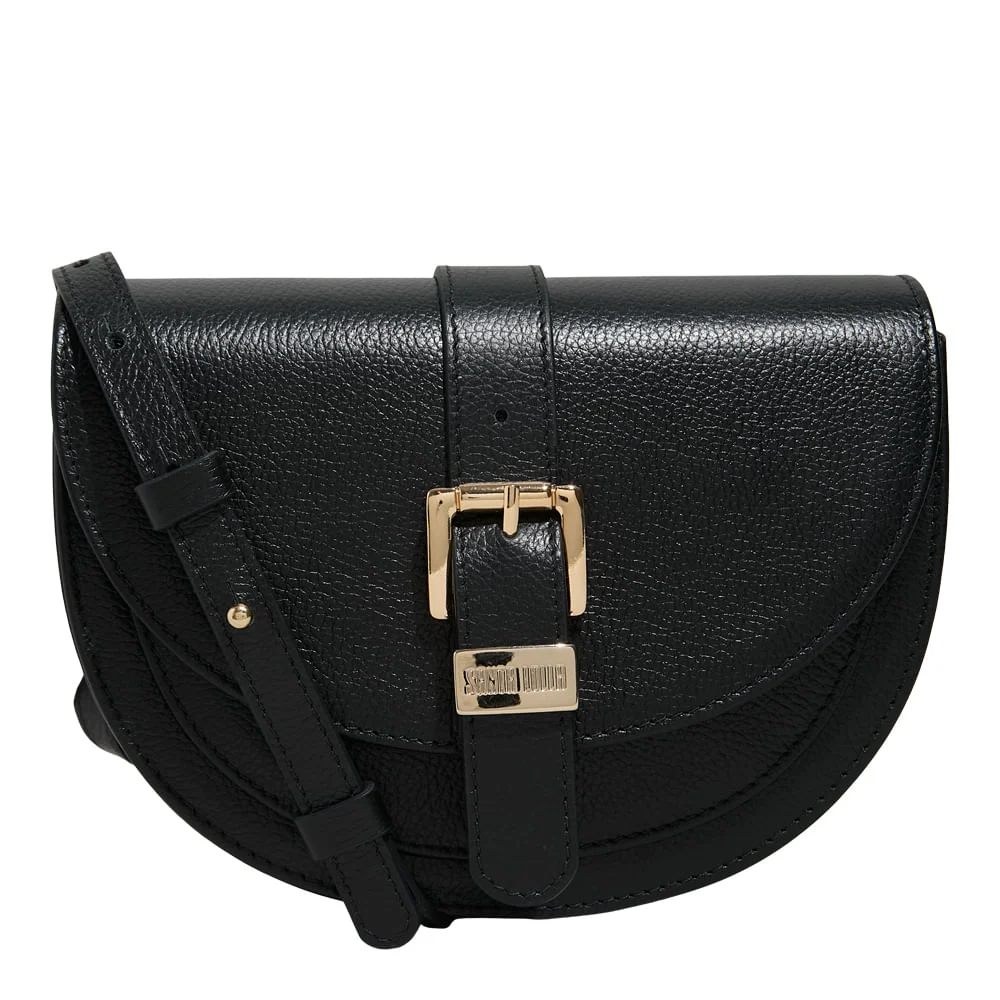 Bolsa Couro Floater Transversal Preta Fivela - vista 1 de 3