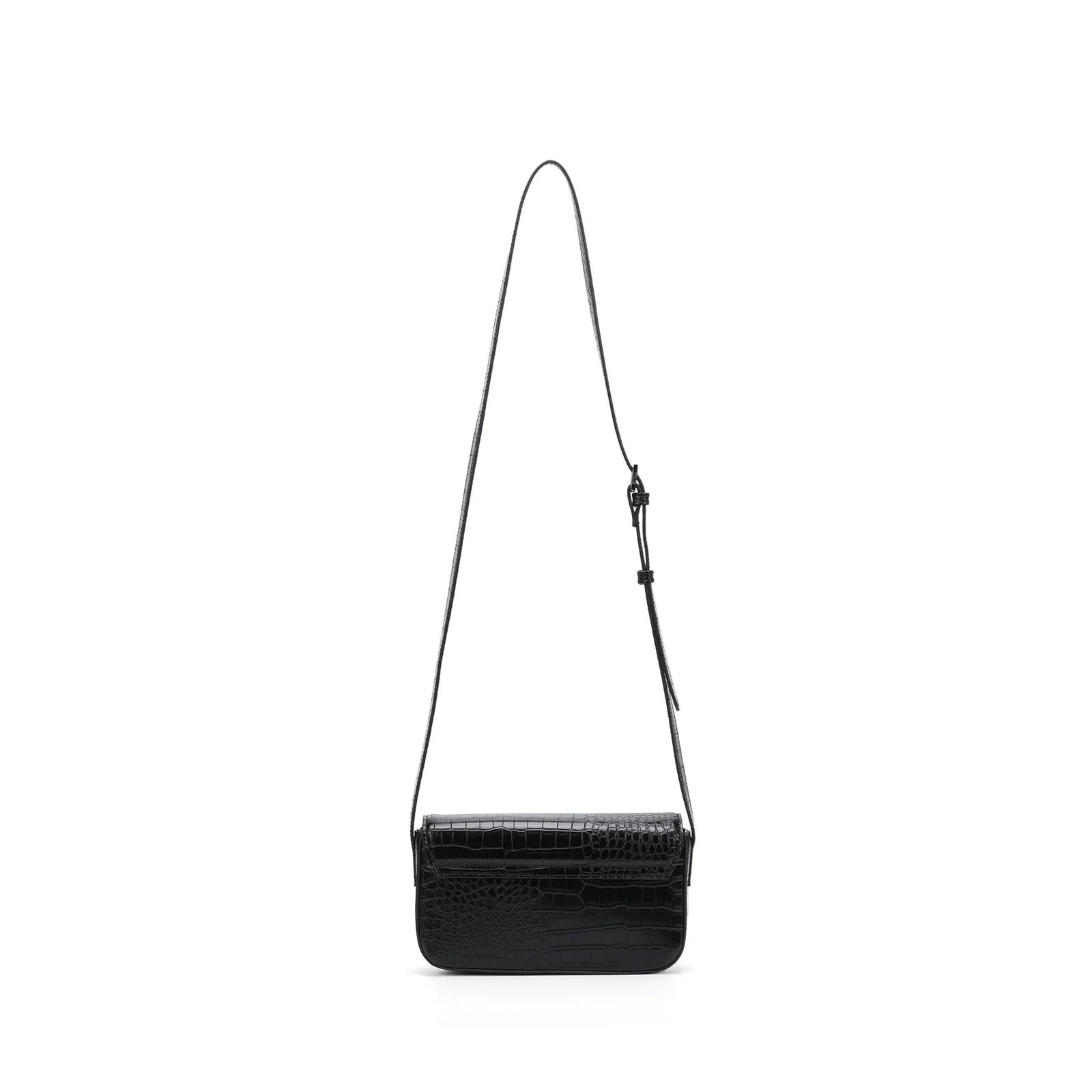 Bolsa Pequena Croco Preto Alça Transversal - vista 3 de 5