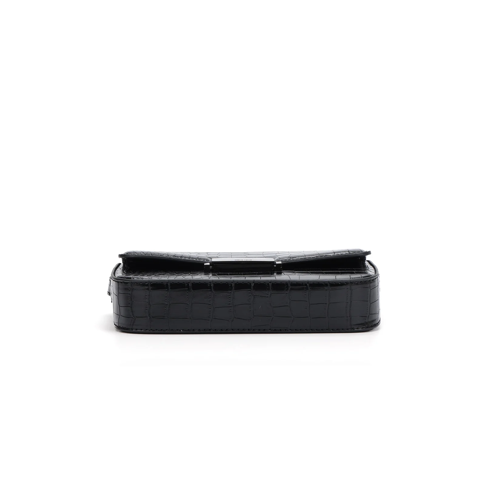 Bolsa Pequena Croco Preto Alça Transversal - vista 4 de 5