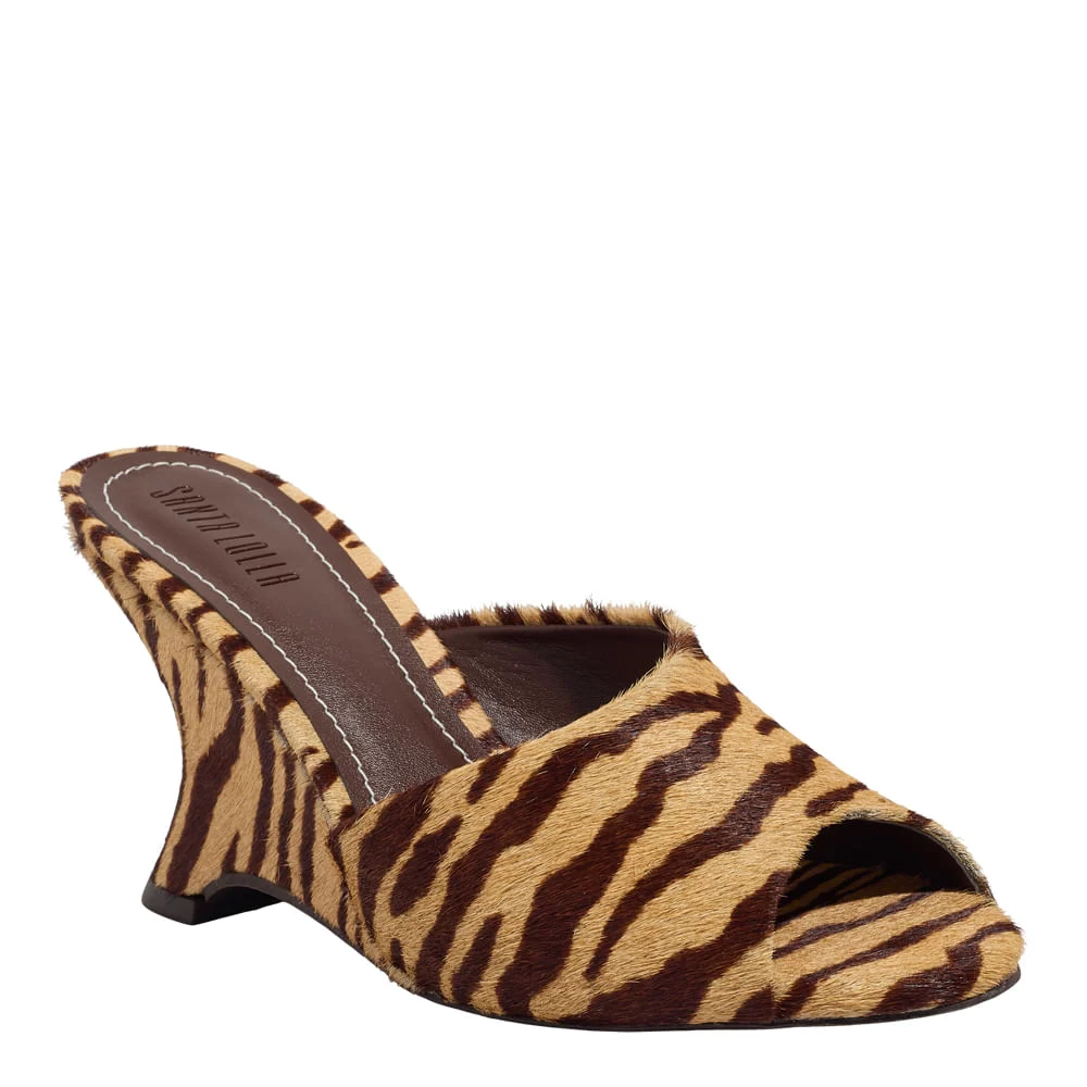 Mule Couro Pelo Estampa Animal Print Zebra - vista 2 de 4