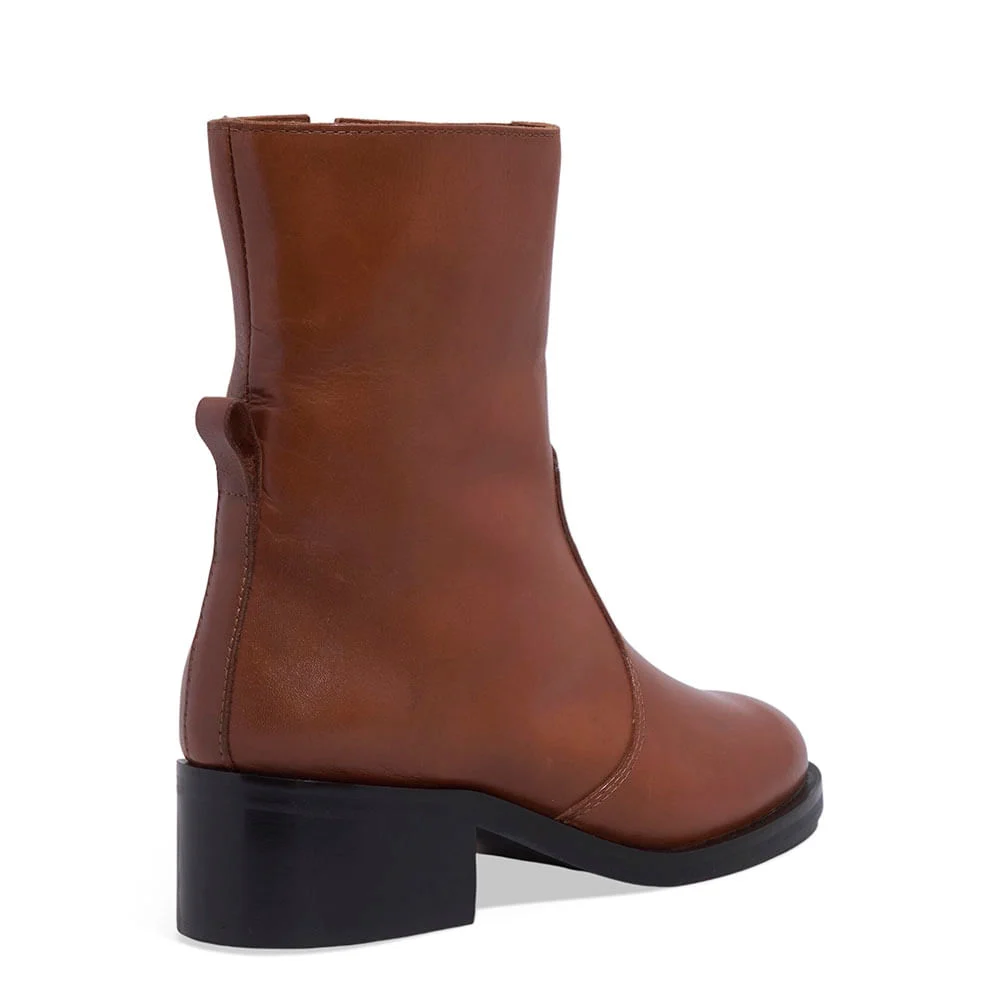 Bota Couro Cano Médio Marrom Salto Grosso - vista 3 de 3
