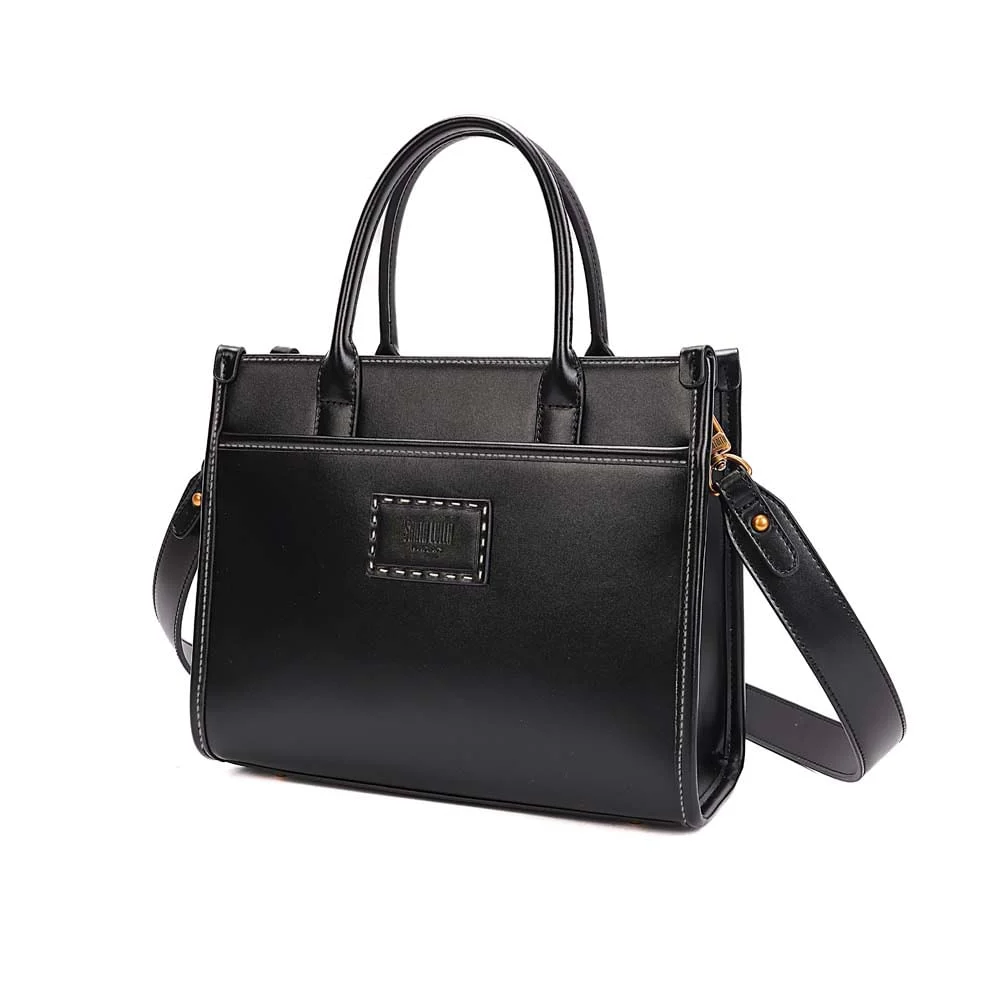 Bolsa Tote Média Soft Pespontos Transversal Preto - vista 2 de 6