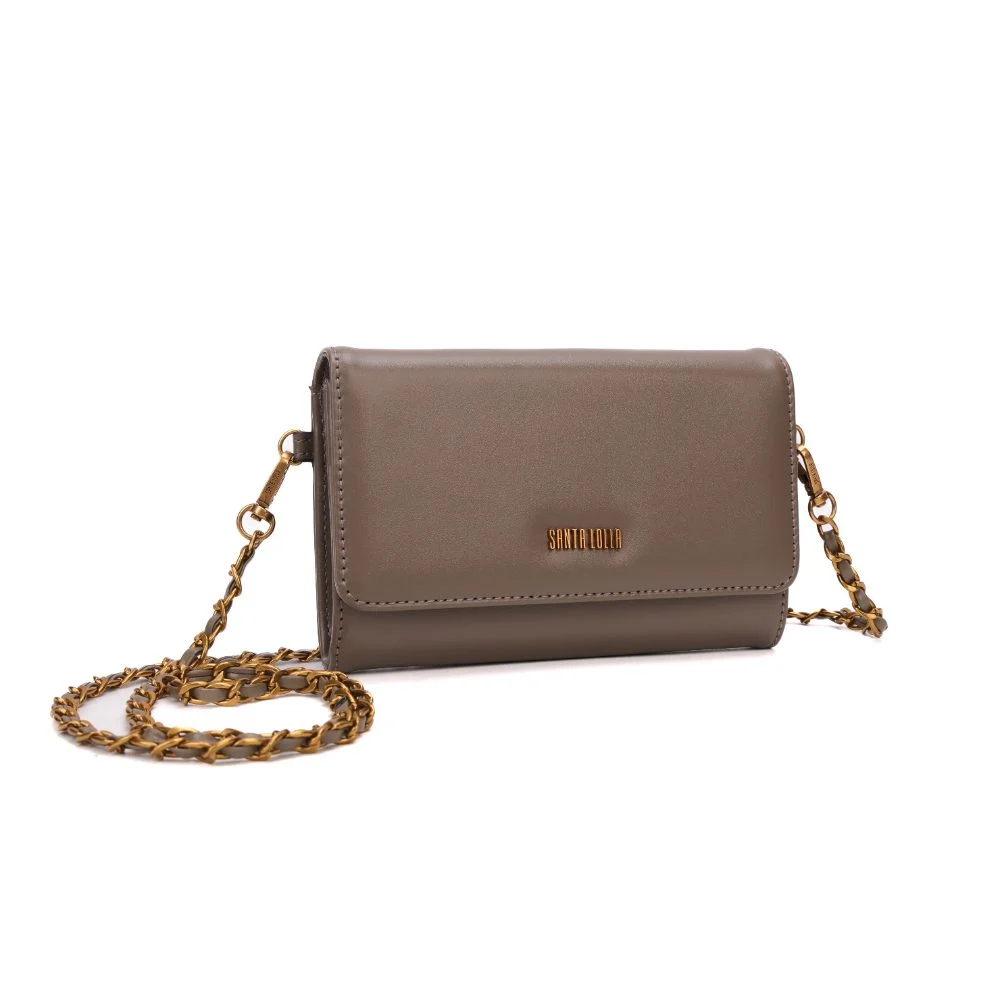 Bolsa Carteira Com Caixa Soft Cinza Steel Alça Transversal Corrente - vista 4 de 9