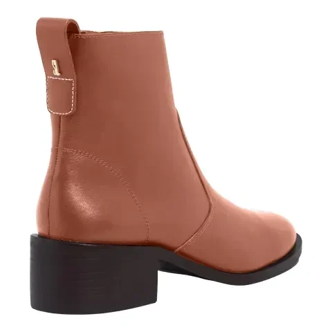 Bota Couro Confort Salto Grosso Caramelo - vista 3 de 3