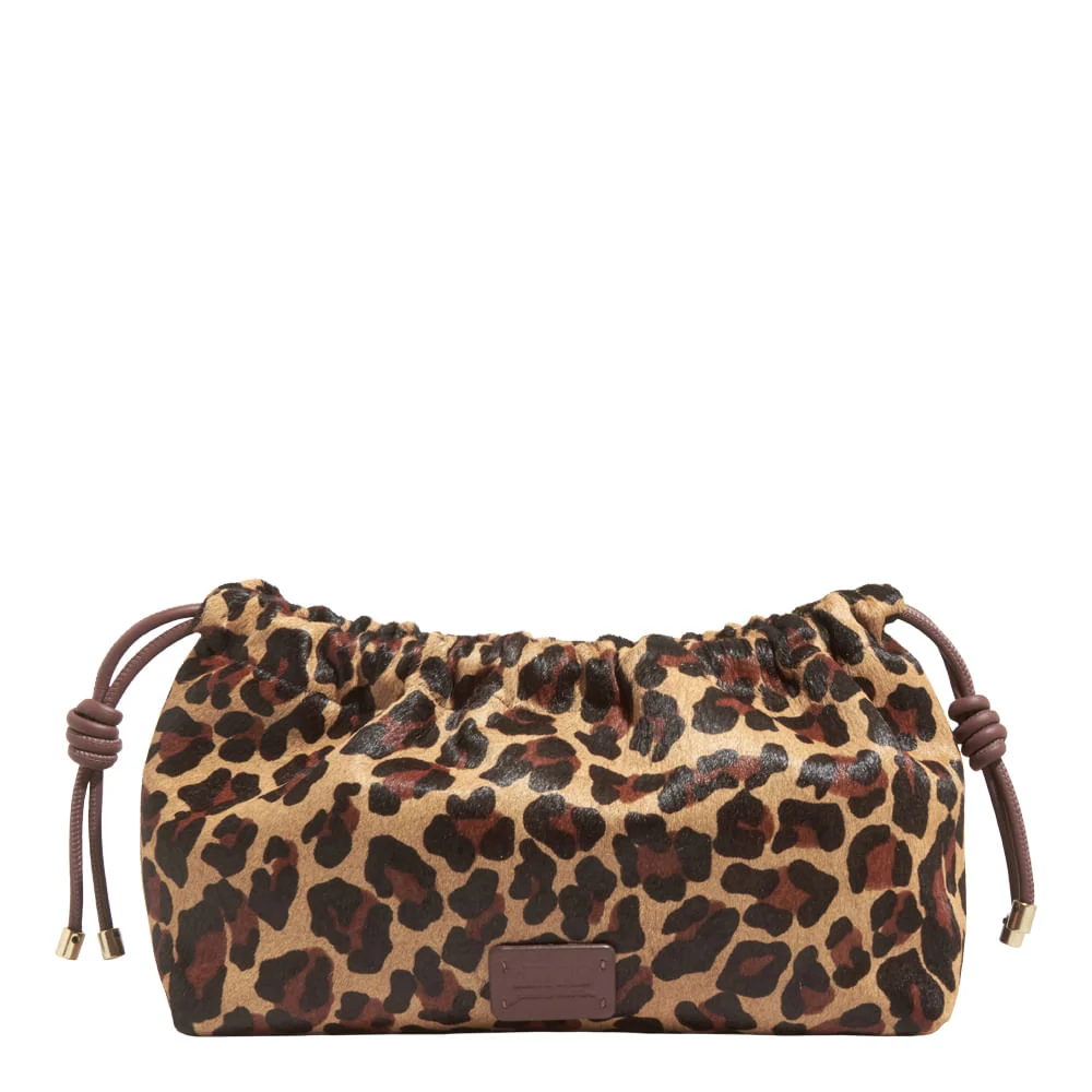 Bolsa Pequena Couro Pelo Estampa Animal Print Onça Alça Transversal - vista 3 de 5