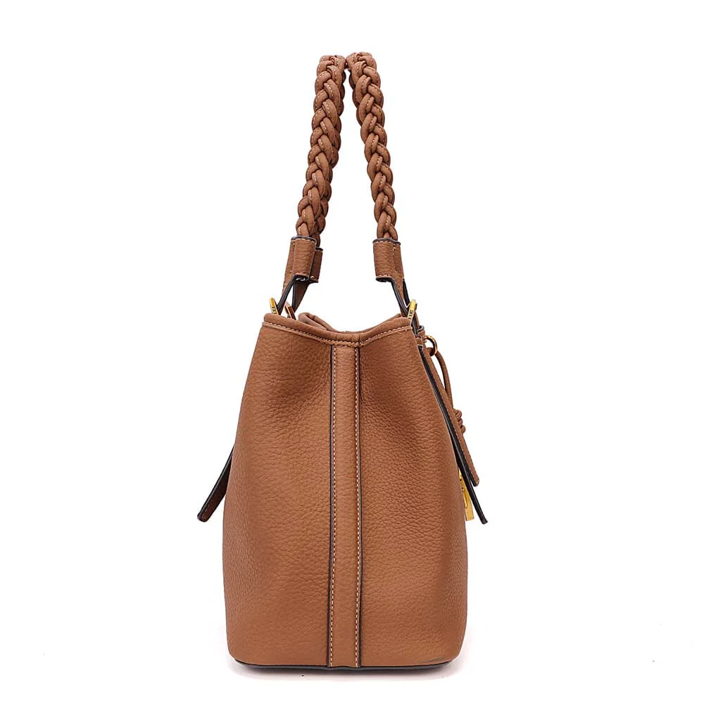Bolsa Grande Nobuck Marrom Safari Alça Trançada - vista 4 de 7