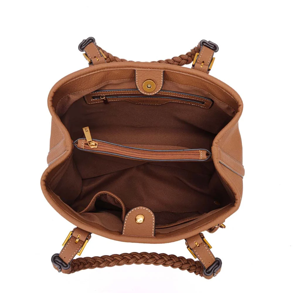 Bolsa Grande Nobuck Marrom Safari Alça Trançada - vista 7 de 7