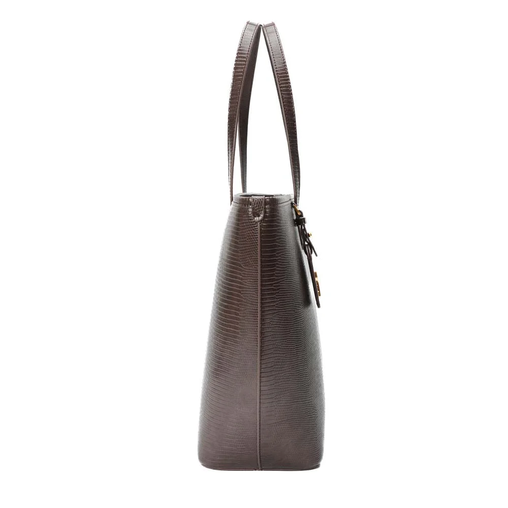 Bolsa Shopper Material Lizard Marrom Dark Alça de Ombro - vista 4 de 7
