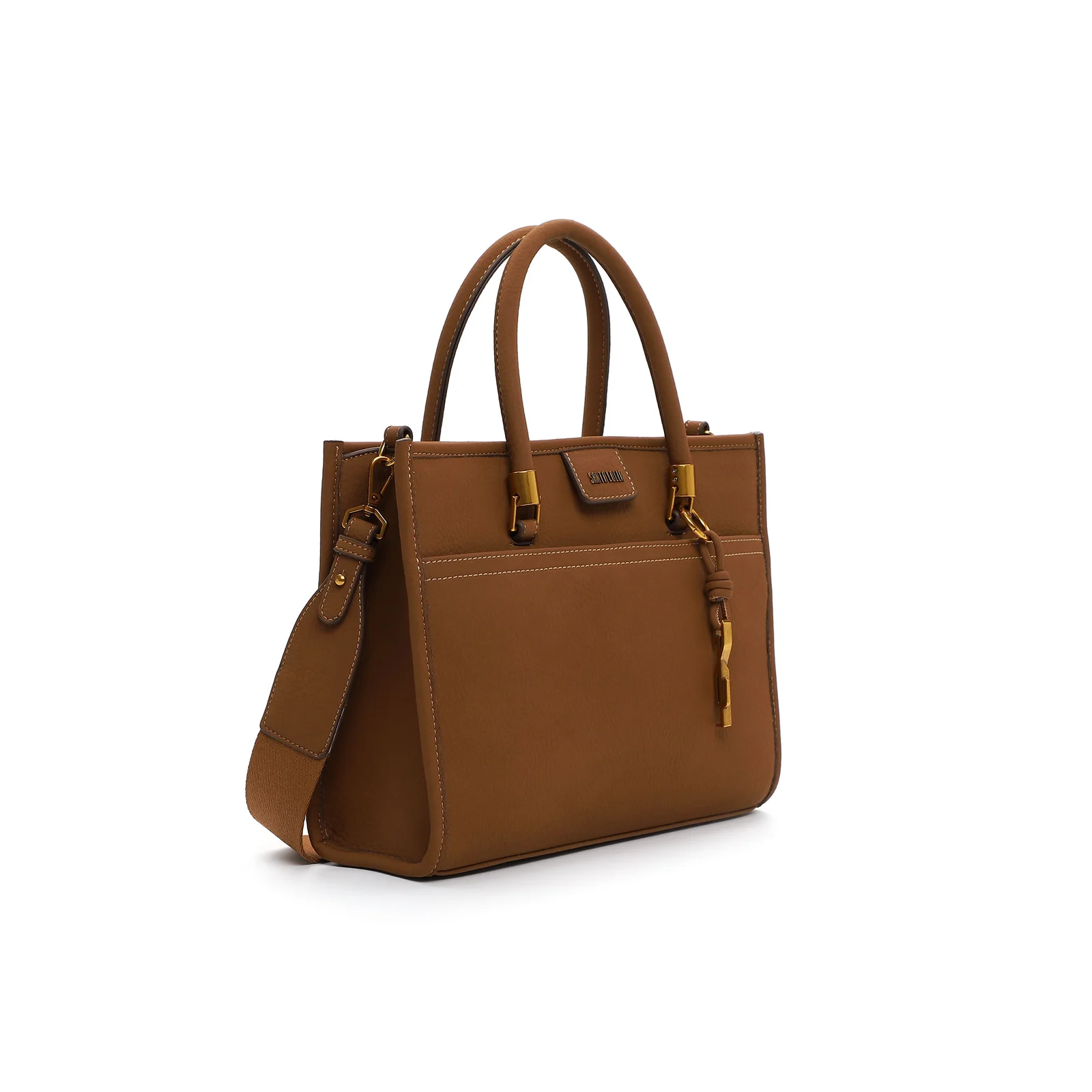 Bolsa Grande Nobuck Marrom Safari Pespontos - vista 2 de 5