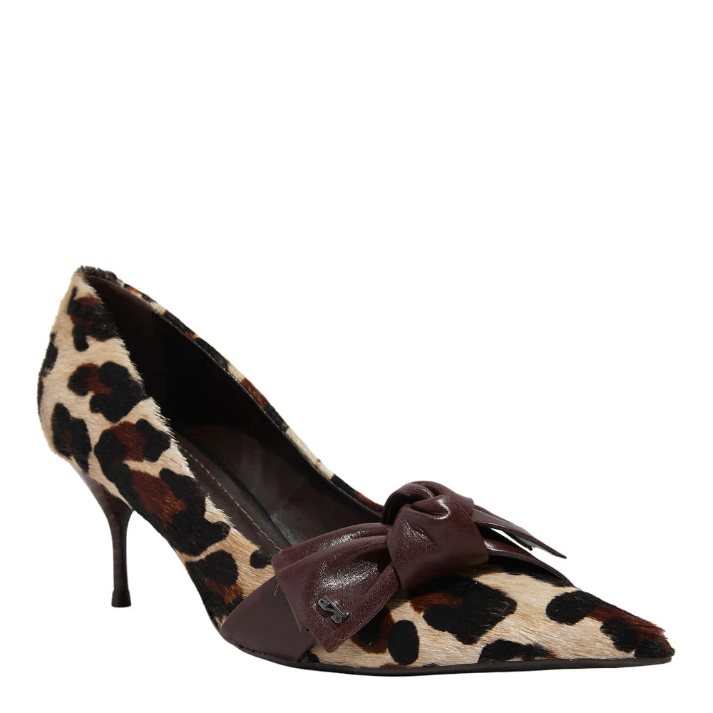 Scarpin Pelo Estampa Animal Print Onça Bico Fino - vista 2 de 4