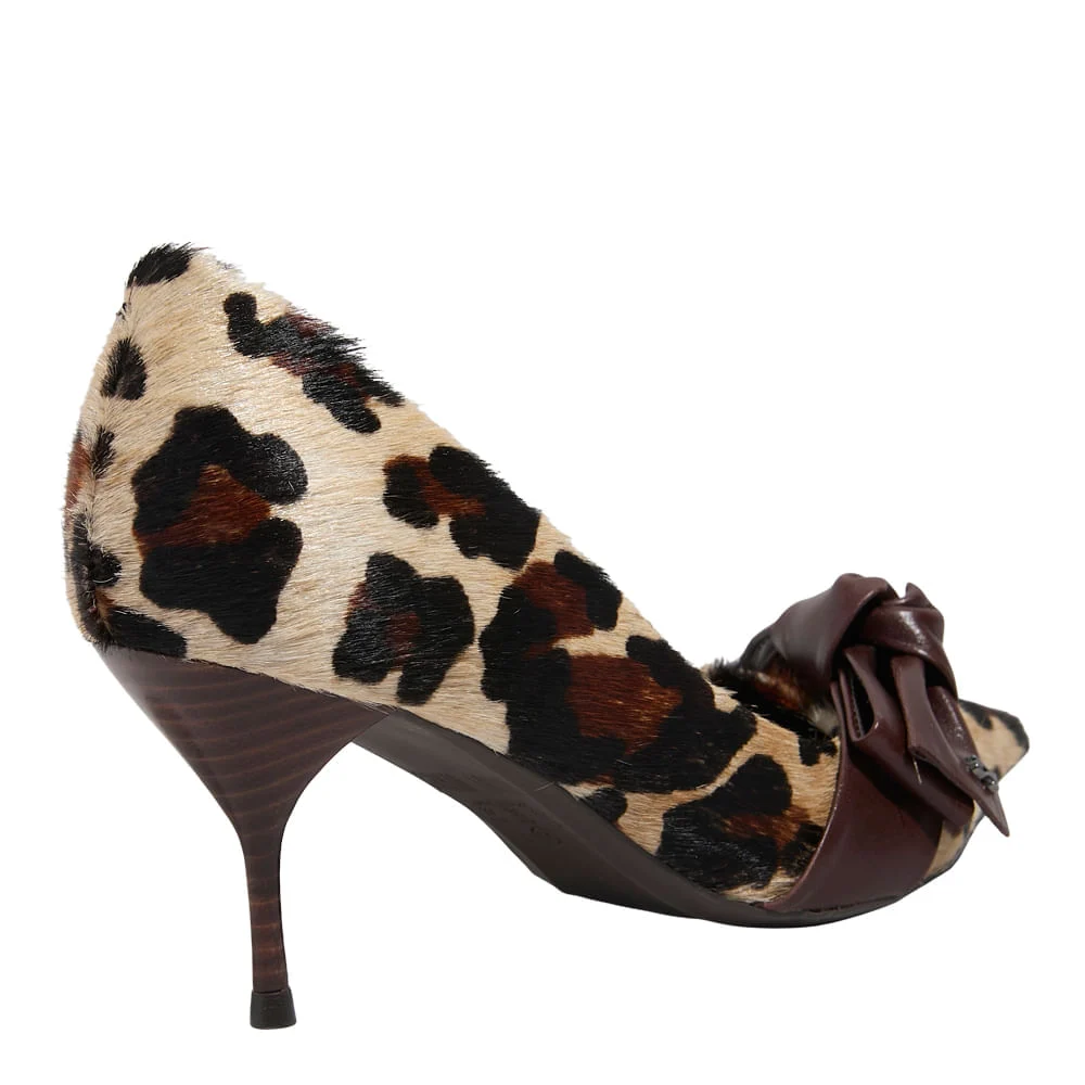Scarpin Pelo Estampa Animal Print Onça Bico Fino - vista 3 de 4