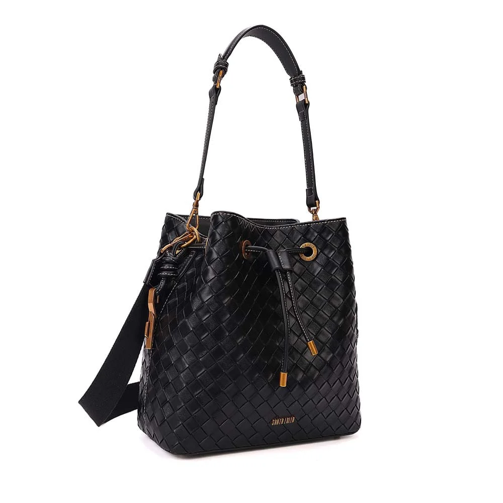 Bolsa Bucket Média Tressê Texturizado Preto - vista 3 de 8
