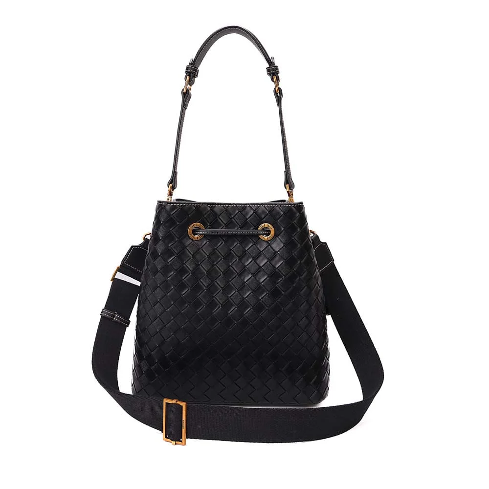 Bolsa Bucket Média Tressê Texturizado Preto - vista 6 de 8