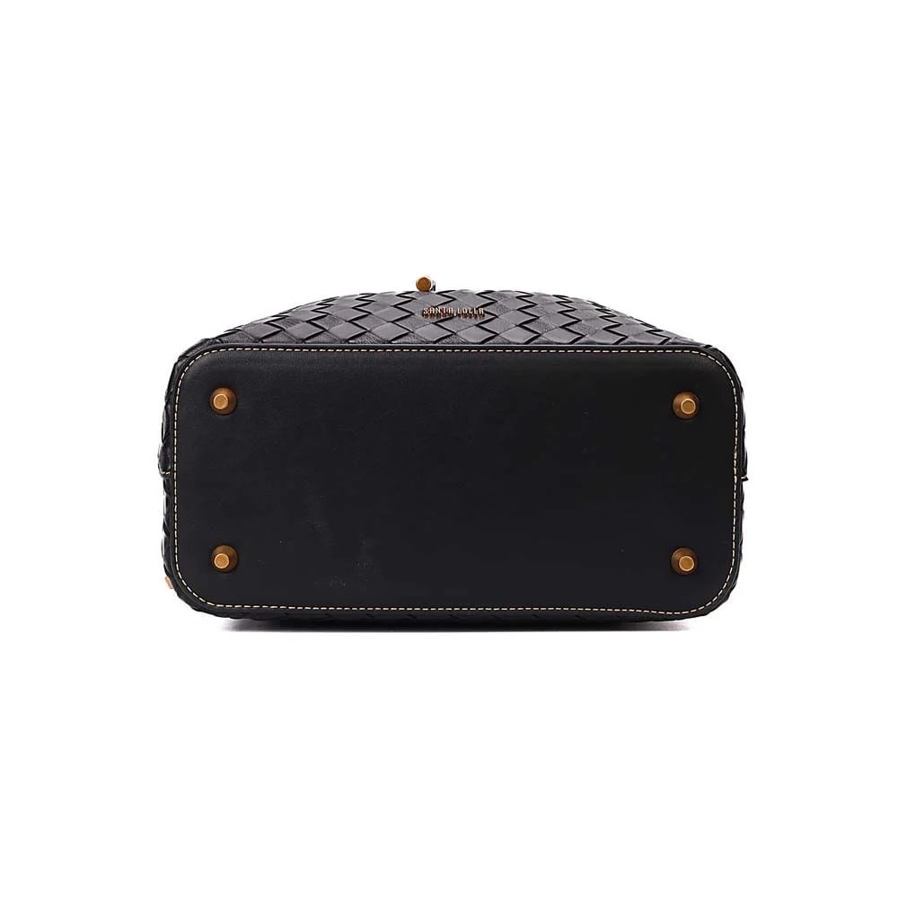 Bolsa Bucket Média Tressê Texturizado Preto - vista 7 de 8