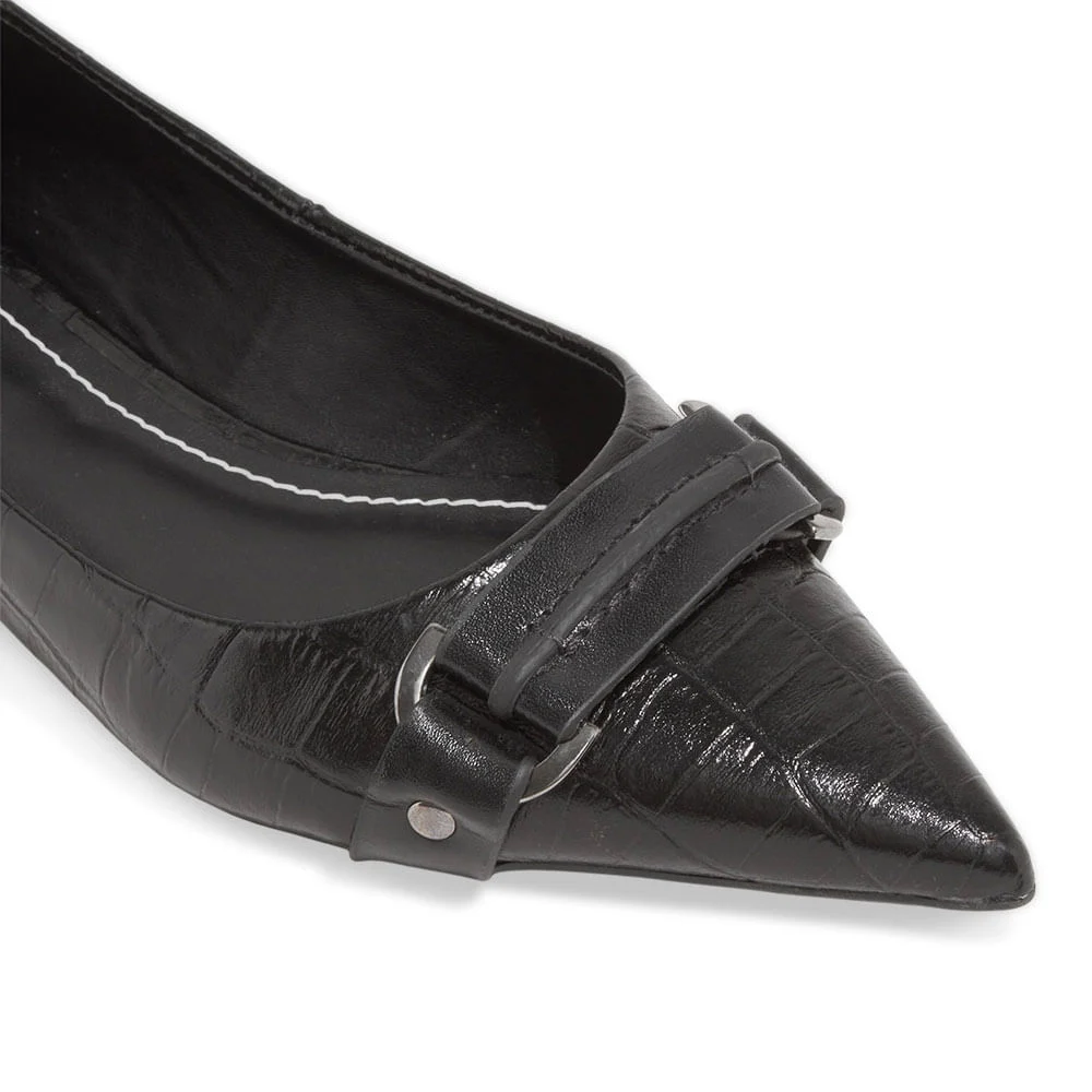 Sapatilha Croco Italiano Bico Fino Preto - vista 3 de 6