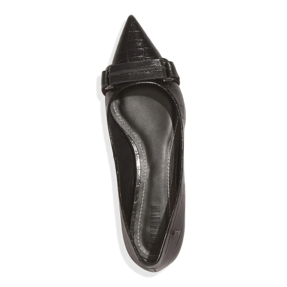 Sapatilha Croco Italiano Bico Fino Preto - vista 4 de 6
