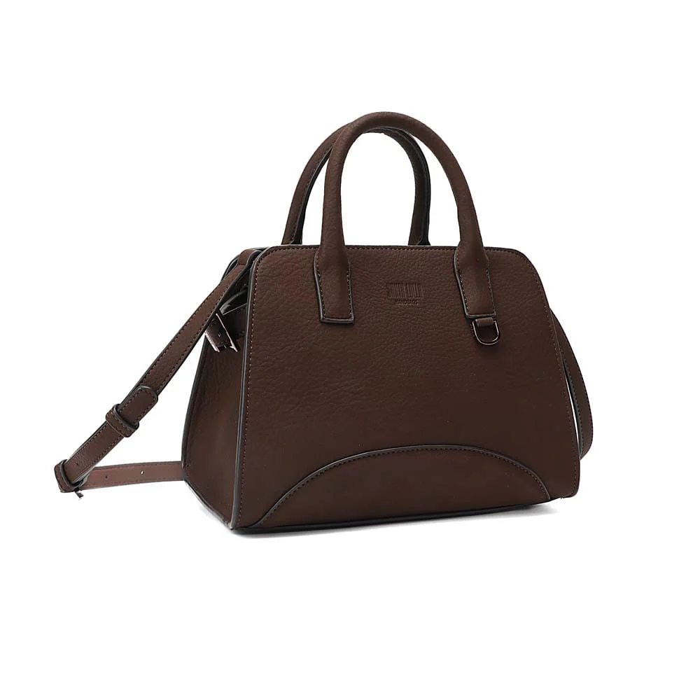 Bolsa Média Nobuck Marrom Dark Alça Dupla - vista 2 de 7