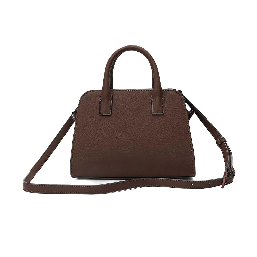 Bolsa Média Nobuck Marrom Dark Alça Dupla - vista 5 de 7