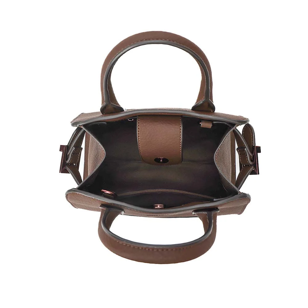 Bolsa Média Nobuck Marrom Dark Alça Dupla - vista 7 de 7