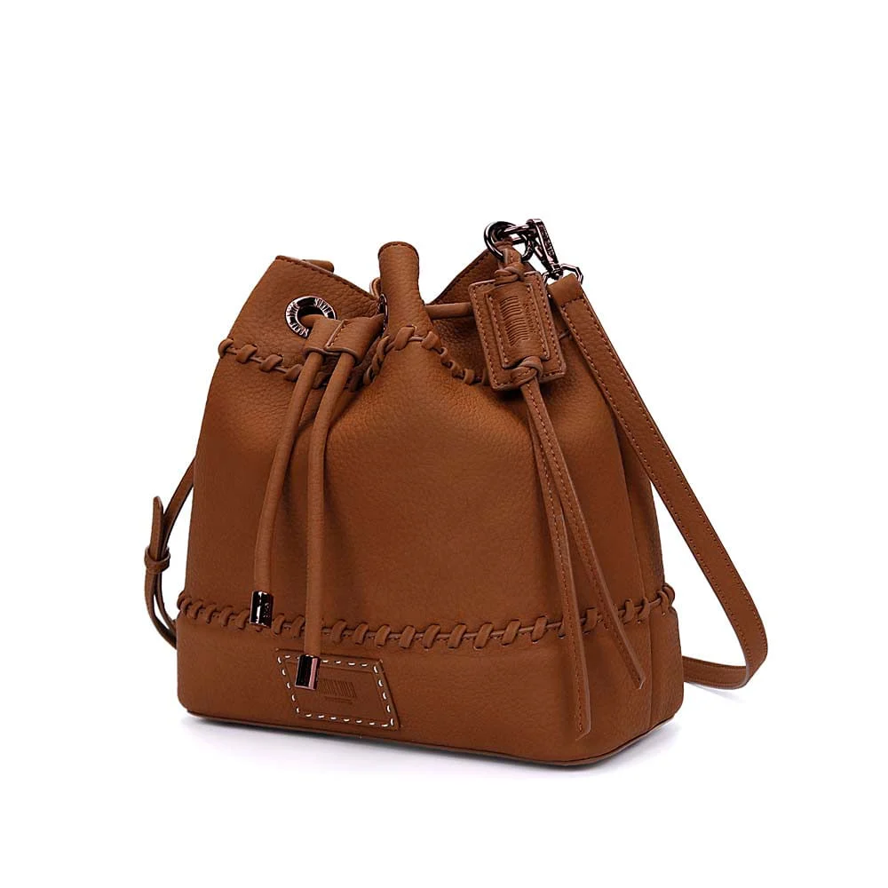 Bolsa Bucket Material Nobuck Marrom Safari Alça Transversal - vista 3 de 7