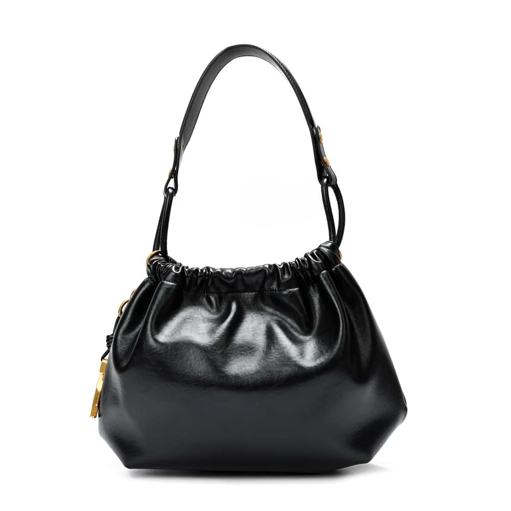 Bolsa Bucket Material Rustico Preta Alça De Ombro - vista 5 de 7