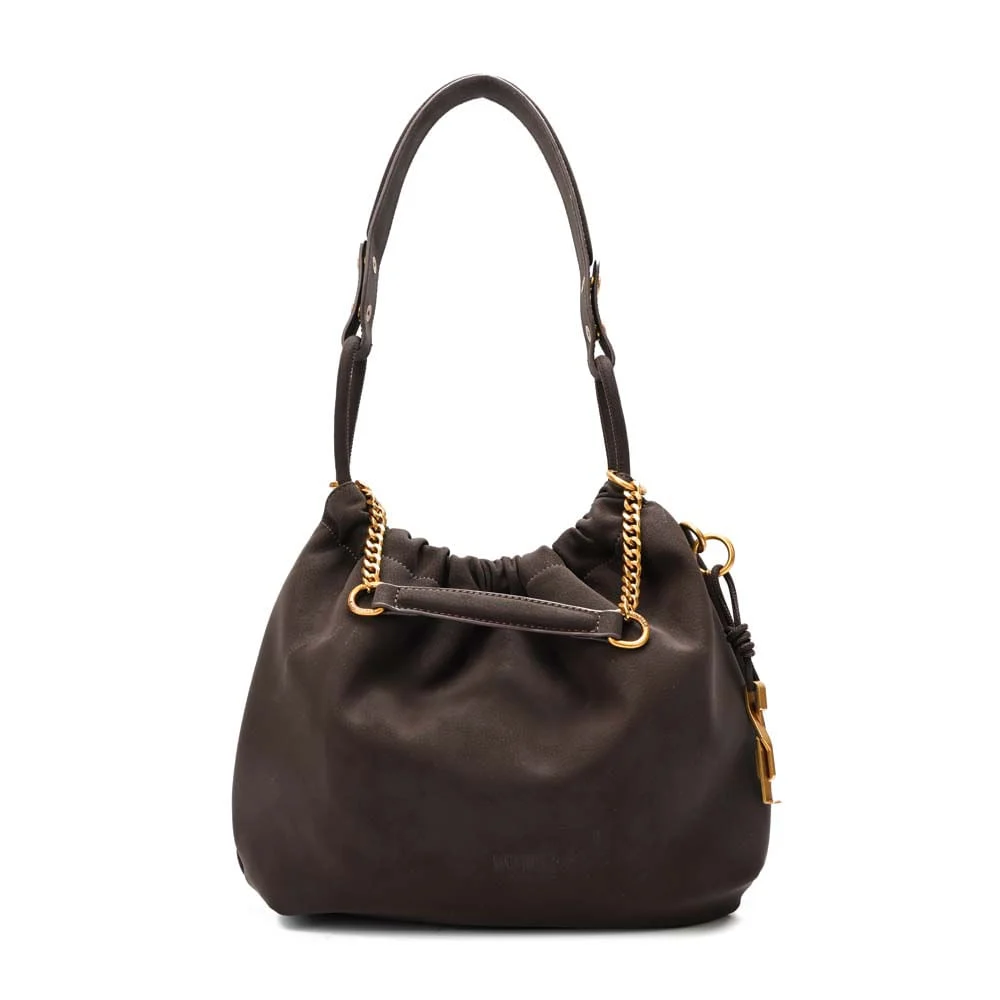 Bolsa Bucket Material Nobuck Marrom Dark Alça De Ombro - vista 1 de 7