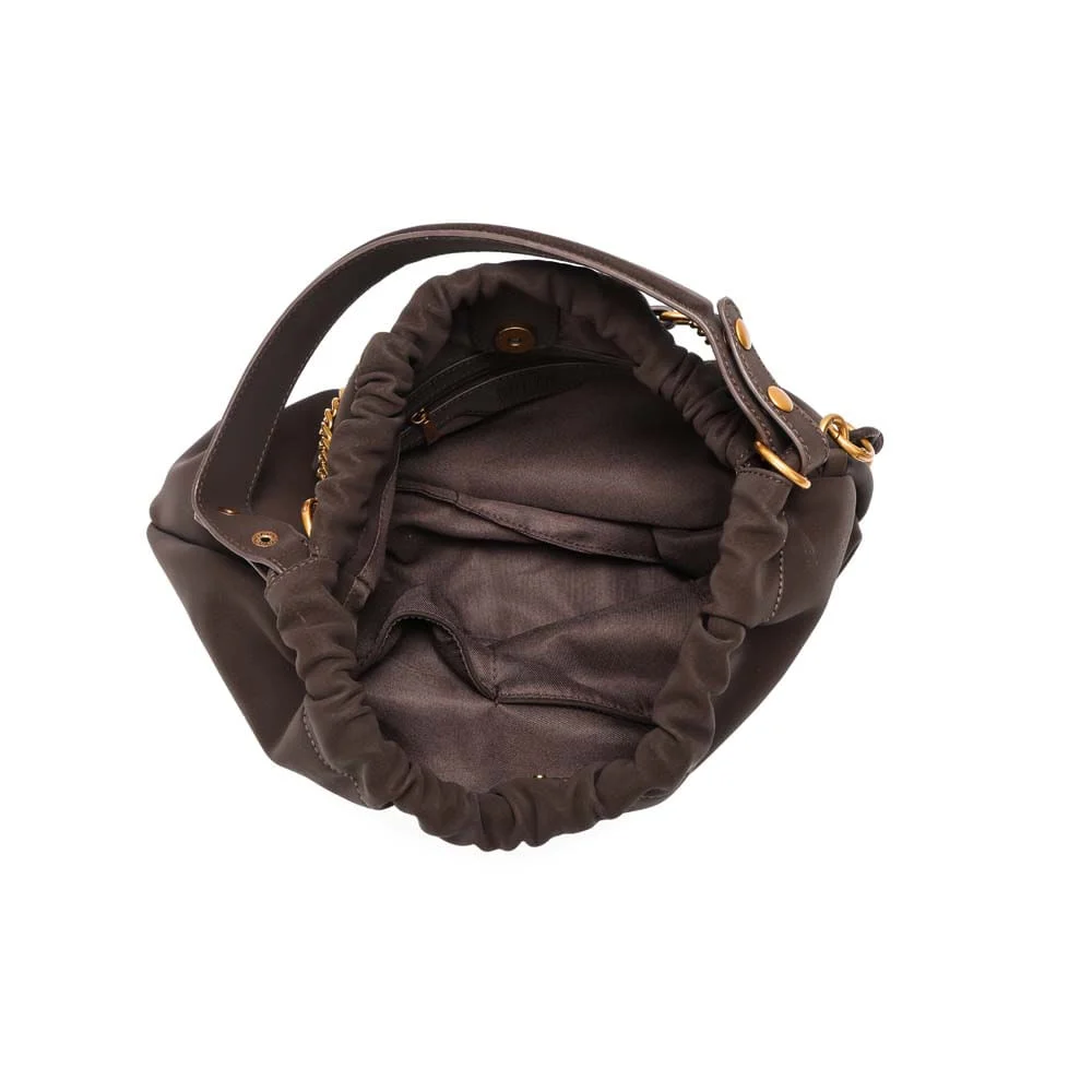 Bolsa Bucket Material Nobuck Marrom Dark Alça De Ombro - vista 7 de 7