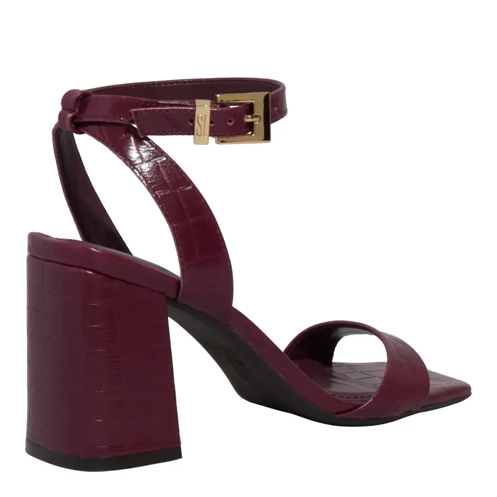 Sandália Croco Roxo Berry Salto Alto Grosso - vista 3 de 3