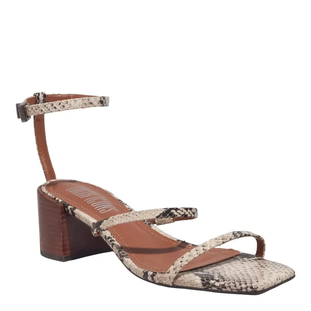 Sandália Couro Estampa Animal Print Cobra Salto Bloco - vista 2 de 3