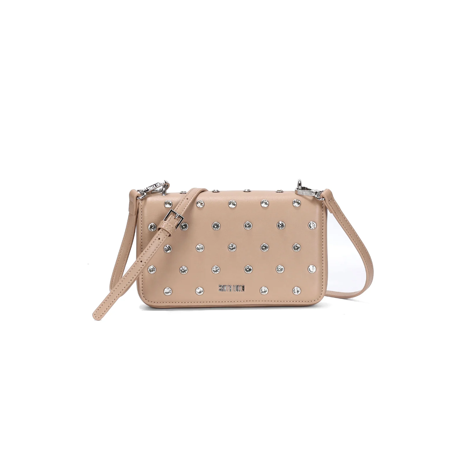 Bolsa Pequena Soft Bege Strass Alça Transversal - vista 2 de 4