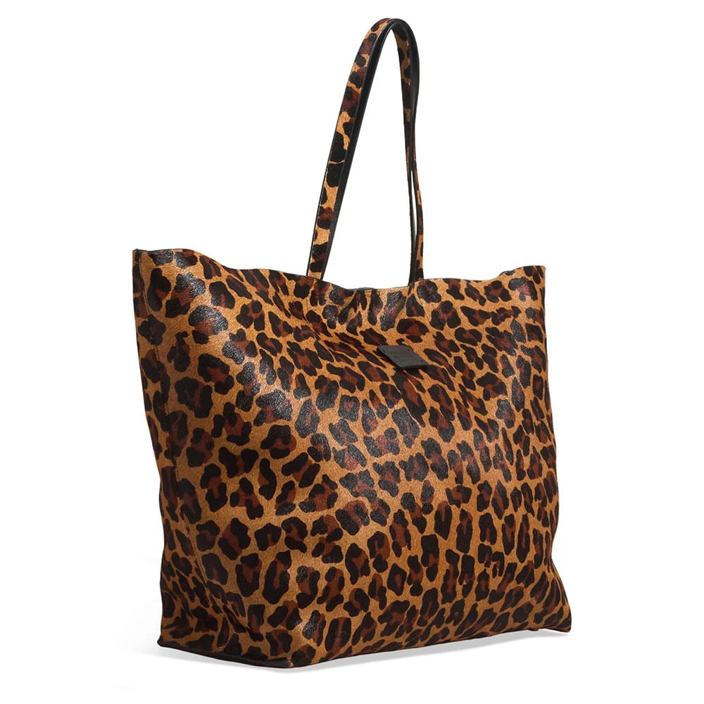Bolsa Shopper Couro Estampa Animal Print Onça Alça De Ombro - vista 2 de 3