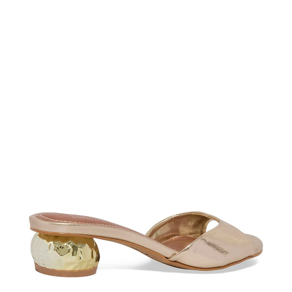 Mule Metalizado Dourado Salto Baixo - vista 3 de 3