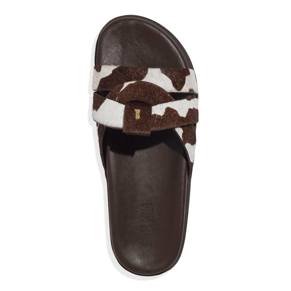 Papete Couro Pelo Animal Print Marrom - vista 4 de 6